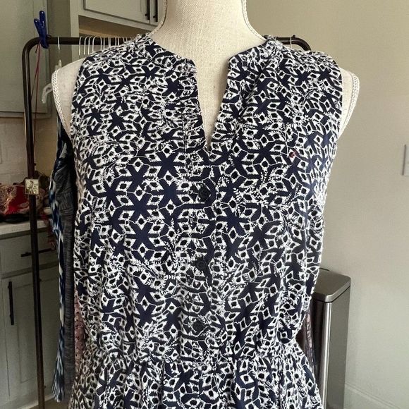 maison jules Classic Navy and White Fit and Flare Sleeveless Dress Size Medium - Picture 2 of 7